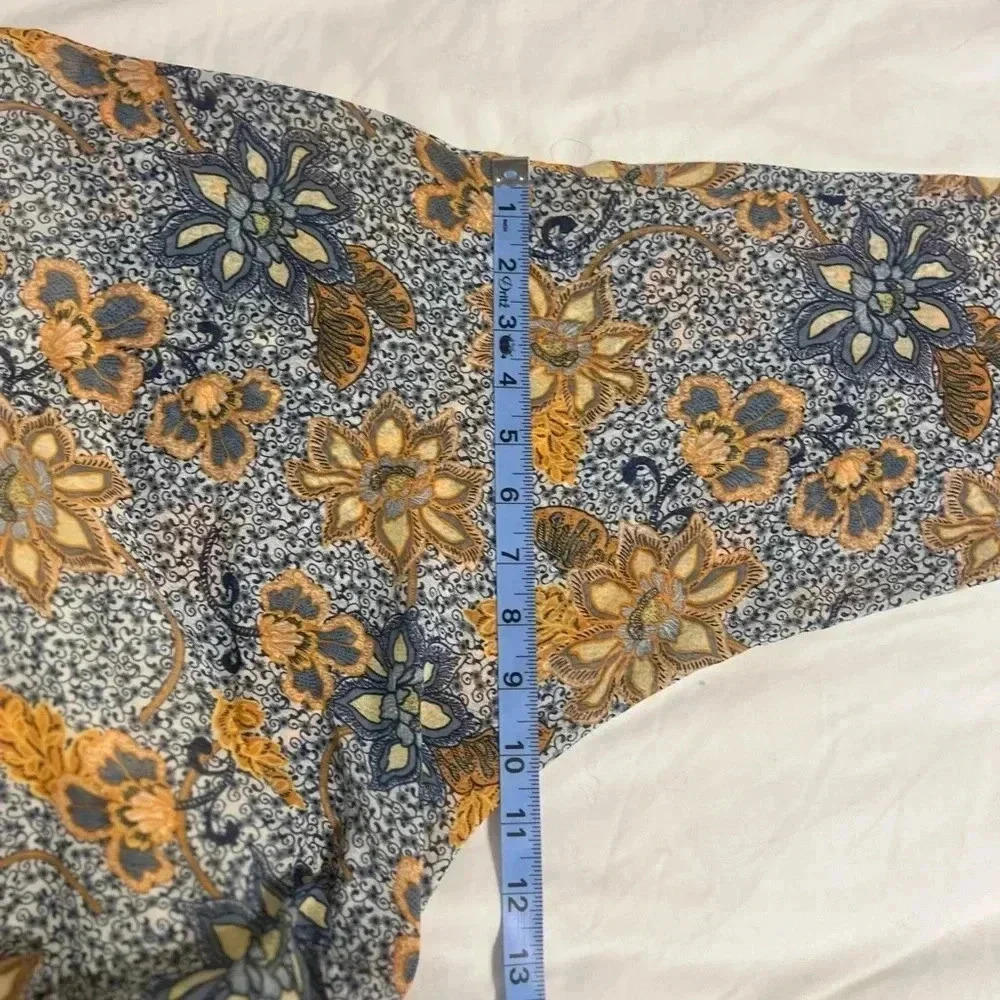 Free People Gray and Mustard Floral Wrap Mini Dress - Picture 10 of 15
